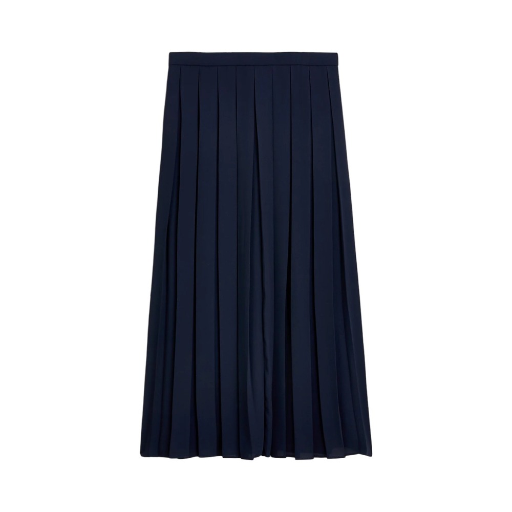 J.Crew‎ Pleated Midi Skirt Womens 18 Navy Blue  High Rise AW493